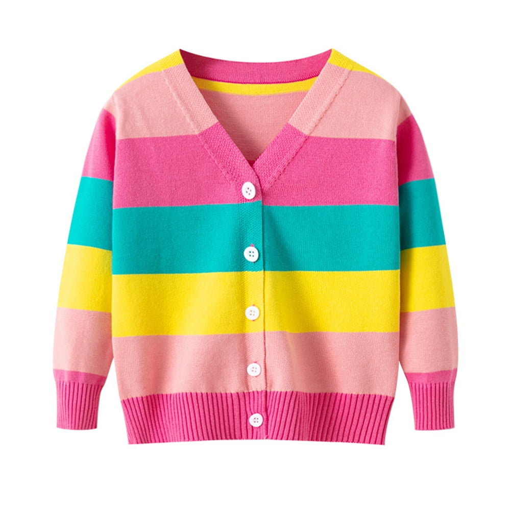 WIBACKER 1 6T Toddler Kids Baby Girls V Neck Rainbow Stripe Cardigan Casual Sweater Knit Coat: An Honest Look