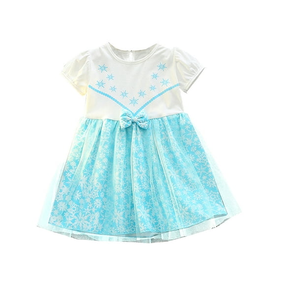 WIBACKER 1-6Y Girls Snow Princess Costumes Dresses with Cape Kids Fancy Dress Up for Halloween Party Cosplay Christmas