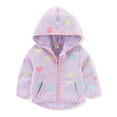 thumbnail image 1 of WIBACKER 1-6Y Toddler Girl Polar Fleece Jacket Baby Girls Fall Winter Hooded Coat Long Sleeve Warm Outerwear - Purple Love Heart, 1 of 6