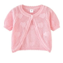 WIBACKER 1-7Y Baby Kids Short Sleeve Cardigan Bolero Shrug Little Girls Crop Knit Sweater