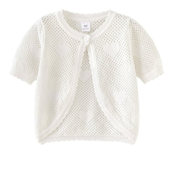 WIBACKER 1-7Y Baby Kids Short Sleeve Cardigan Bolero Shrug Little Girls Crop Knit Sweater