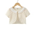 thumbnail image 1 of WIBACKER 1-8T Toddler Kid Knit Cardigan Shrug Girls Short Sleeve Pearl Flower Bolero Shoulder Jacket, 1 of 7