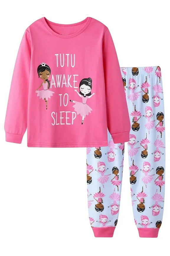 1-8T Toddlr and Little Girls' Long Sleeve Top and Pants Snug Fit 100% Cotton 2 Piece Pajama Set - Dancing Girls