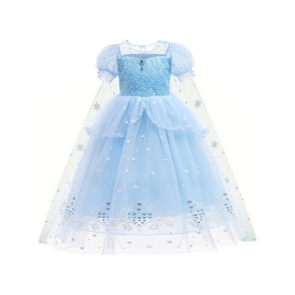 WIBACKER 1-8Y Girls Sequin Princess Dress up Costume Dress with Cape, Birthday Party Fancy Dresses for Halloween Cosplay Christmas