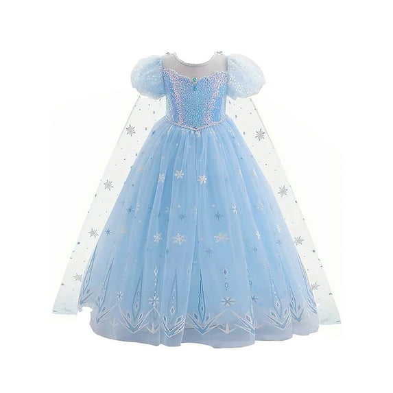 WIBACKER 1-8Y Girls Sequin Princess Dress up Costume Dress with Cape, Birthday Party Fancy Dresses for Halloween Cosplay Christmas