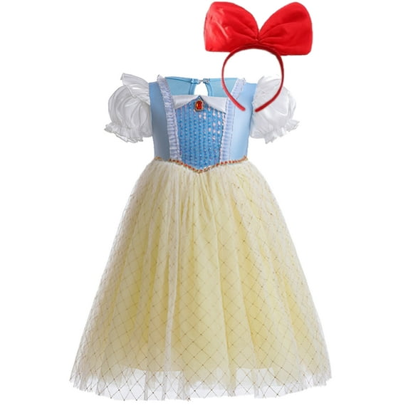 WIBACKER 1-8Y Girls Sequin Princess Dress up Costume Dress with Headband, Birthday Party Fancy Dresses for Halloween Cosplay Christmas