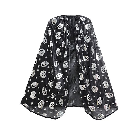 WIBACKER 1-Pieces Kids Girls Halloween Skeleton Cape, One Size 29.5" Length