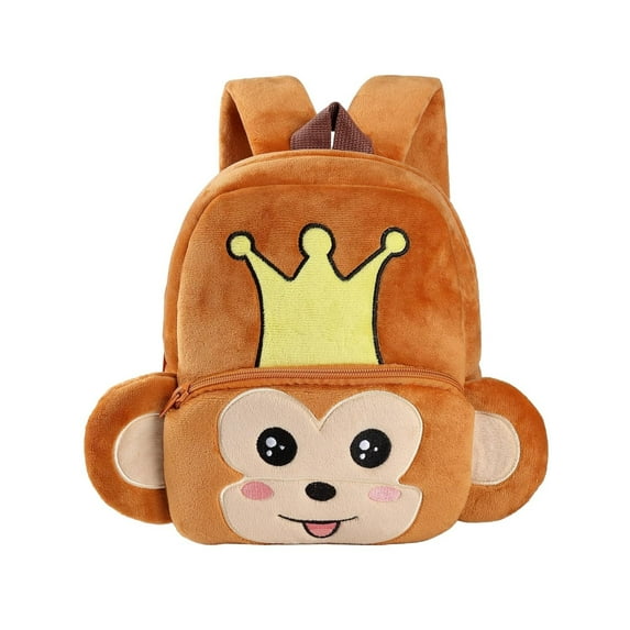 WIBACKER 10 inch Toddler Mini Backpack Pre SchoolBag Plush Animal Cartoon Travel Bag for Baby Girl Boy 2-5 Years Kindergarten - Monkey