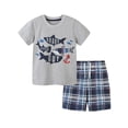 thumbnail image 1 of WIBACKER 100% Cotton 2-Piece Summer Pajamas for Kids Boys Sleepwear Top and Plaid Shorts Toddler Boy Fish Pjs Set 2-7T, 1 of 9