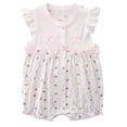 thumbnail image 1 of WIBACKER 100% Cotton Newborn Baby Girl Snap-up Rompers, 0-18M,Ruffle Sleeve Infant Summer Strawberry Jumpsuit, 1 of 13