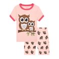 thumbnail image 1 of WIBACKER 100% Viscose Girls Pajama Set 2 Piece Kids Summer Sleepwear Little Girls Short Sleeve Top and Shorts Pjs for 3-10 Years,Owl, 1 of 10