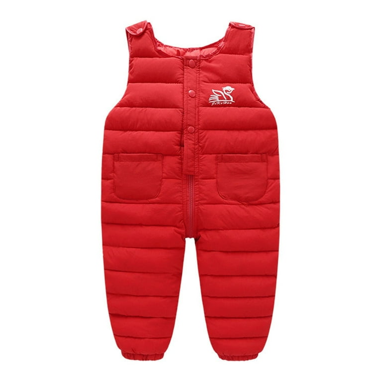 WIBACKER 12M 4T Baby Boy Girl Winter Down Puffer Overall Toddler Kid Windproof Bib Snowsuit Snow Pants