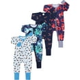 thumbnail image 1 of WIBACKER 1Pcs Baby Cotton Long Pajamas with Mittens Cuff for Boys 2 Way Zipper Both Footed and Footless Sleepers, 1 of 10
