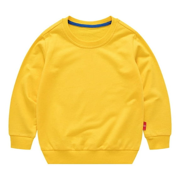 WIBACKER 2-10T Kid Girls Boys Cotton Solid Color Long Sleeve Basic Crewneck Sweatshirt Tops