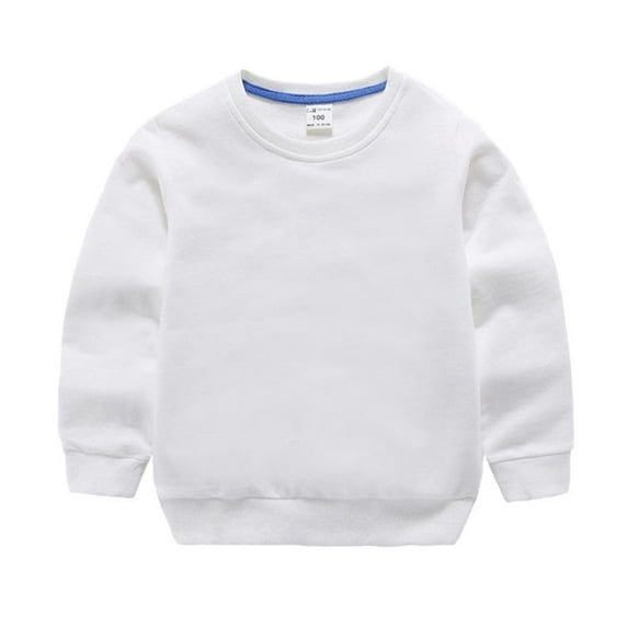 WIBACKER 2-10T Kid Girls Boys Cotton Solid Color Long Sleeve Basic Crewneck Sweatshirt Tops