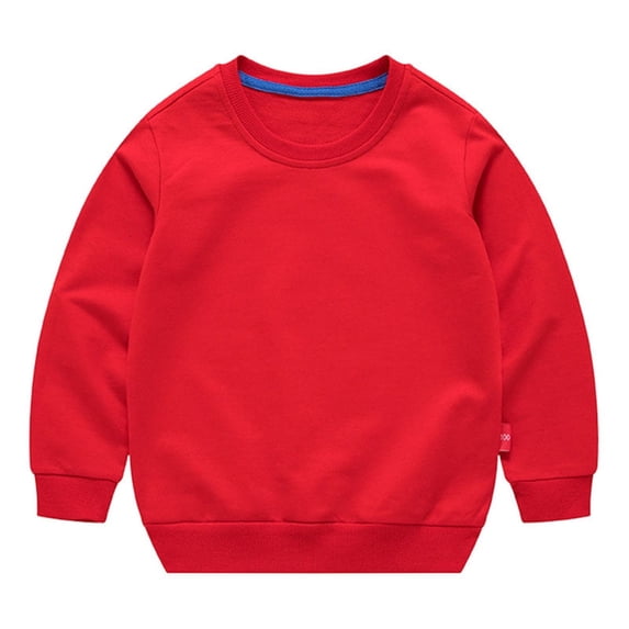 WIBACKER 2-10T Kid Girls Boys Cotton Solid Color Long Sleeve Basic Crewneck Sweatshirt Tops