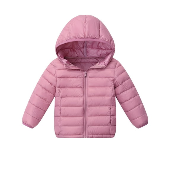WIBACKER 2-10T Kids Girls Outerwear Coat Baby Winter Hooded Puffer Jackets Light Weight Water Resistant Packable Coat