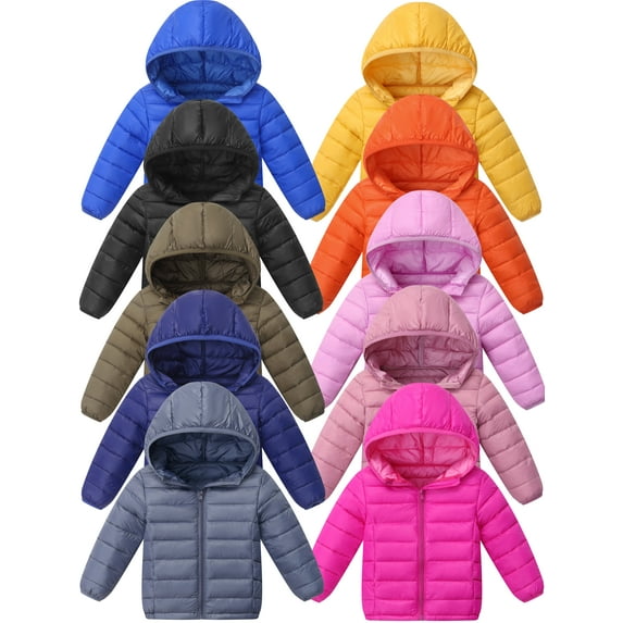 WIBACKER 2-10T Kids Boys Outerwear Coat Baby Winter Hooded Puffer Jackets Light Weight Water Resistant Packable Coat