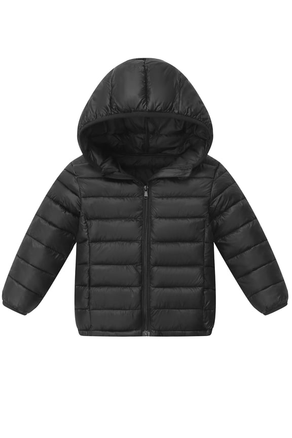 2-10T Toddler Boy Girl Outerwear Coat Baby Winter Long Sleeve Hooded Puffer Jackets Light Weight Water Resistant Padded Coat