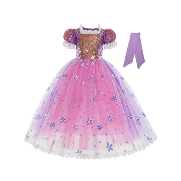WIBACKER 2-10Y Girls Princess Dress For Birthday Party Halloween Christmas Costume Performance Cosplay Dresses with Sleeve Cover for Kids