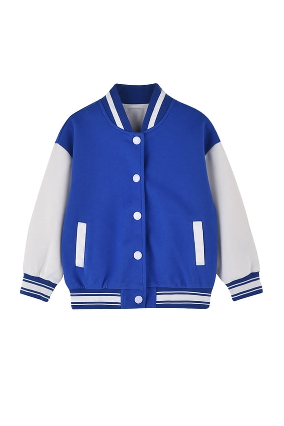 2-12T Child Boy Girl Casual Baseball Jacket School Coat Fall Bomber Jacket,Blue