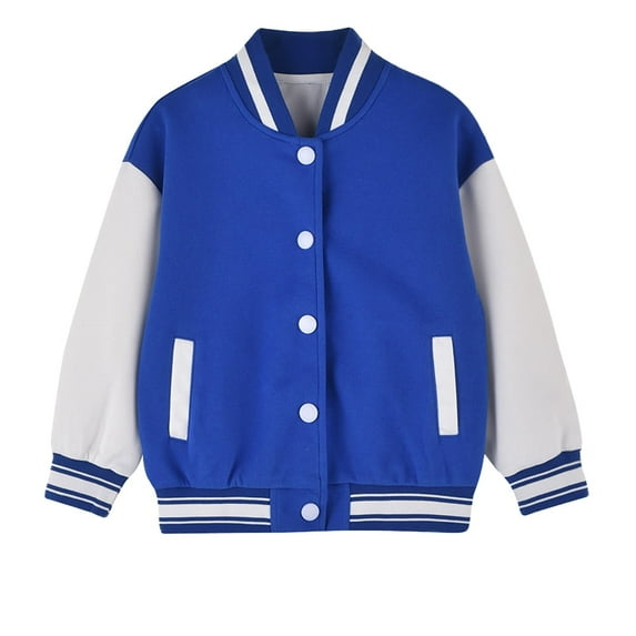 WIBACKER 2-12T Child Boy Girl Casual Baseball Jacket School Coat Fall Bomber Jacket,Blue