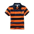 thumbnail image 1 of WIBACKER 2-14T Kids Boy's Short Sleeve Cartoon Cotton Jersey Colorblock Striped Polo Shirts Tops, 1 of 7