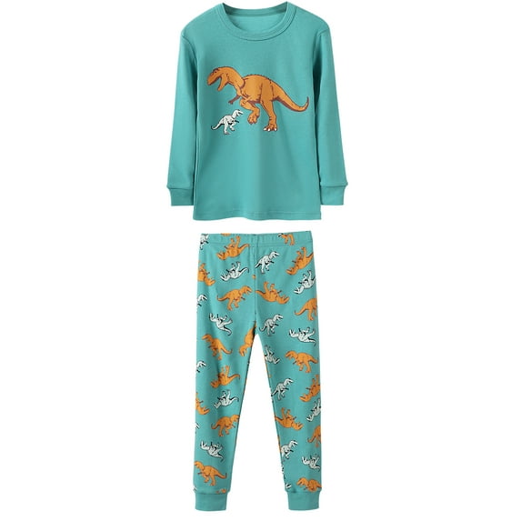WIBACKER 2-7 Years Toddler and Little Boys' Long Sleeve Top and Pants Snug Fit 100% Cotton 2 Piece Pajama Set - Dinosaur