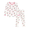 thumbnail image 1 of WIBACKER 2-7 Years Toddler and Little Girls' Long Sleeve Pajamas Set Cotton Top and Pants 2 Piece Sleepwear Pjs - Cherry, 1 of 12