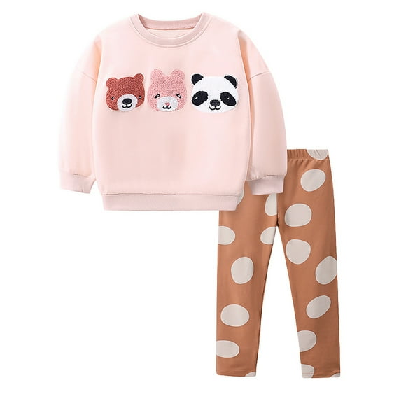 WIBACKER 2-7T Kid Toddler Girl Cotton Pullover Sweatshirt Long Sleeve Tops and Leggings 2Pcs Outfits Set - Bear