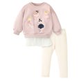thumbnail image 1 of WIBACKER 2-7T Kid Toddler Girl Cotton Pullover Sweatshirt Tulle Tops and Ribbed Leggings 2Pcs Outfits Set - Dancer, 1 of 13