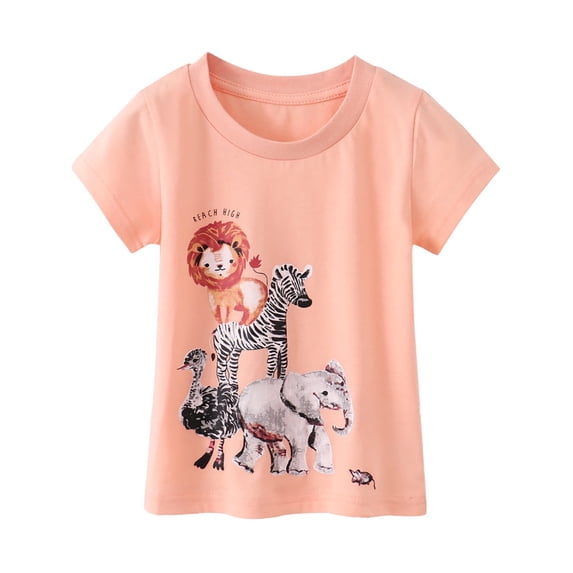 WIBACKER 2-7T Kids Baby Girls Short Sleeve Crew Neck T-Shirt 100% Cotton Tee for Toddler Summer