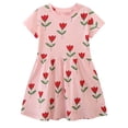 thumbnail image 1 of WIBACKER 2-7T Kids Girls Summer Casual Dresses Cotton Short Sleeve Crew Neck Dress for Toddler - Flowers, 1 of 5