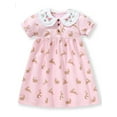 thumbnail image 1 of WIBACKER 2-7T Kids Toddler Girls Cotton Thin Summer Dress Lapel Short Sleeve Dresses With Rabbit Decor, 1 of 7