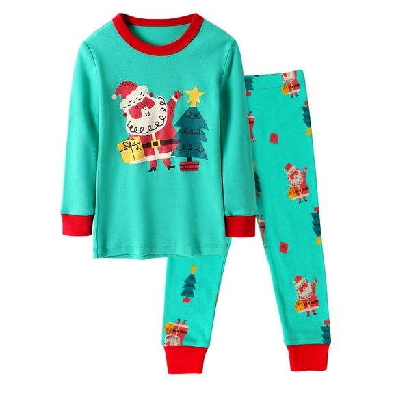 WIBACKER 2-7T Little Boys Girls Christmas Pajamas Sets for Kids Cotton Snug Fit 2Pcs Sleepwear - Santa Claus