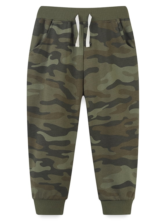 2-7T Toddler Boys' Sweatpants 100% Cotton Camouflage Jogger with Pockets Elastic Waist Pants for Kids School Sports