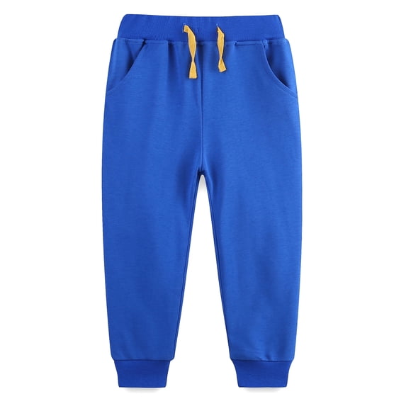 WIBACKER 2-7T Toddler Boys' Sweatpants 100% Cotton Solid Color Jogger with Pockets Elastic Waist Pants for Kids Girls School Sports