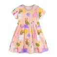 thumbnail image 1 of WIBACKER 2-7T Toddler Girl Boho Holiday Casual Dress Short Sleeve Summer Dresses for Kids - Light Pink Unicorn, 1 of 7