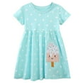 thumbnail image 1 of WIBACKER 2-7T Toddler Girl Short Sleeve Dress Ice Cream Cotton Casual Applique Tunic Shirt Dresses, 1 of 5