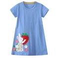 thumbnail image 1 of WIBACKER 2-7T Toddler Girl Short Sleeve Dress Rabbit Cotton Casual Applique Tunic Shirt Dresses, 1 of 7