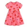 thumbnail image 1 of WIBACKER 2-7T Toddler Girls Short Sleeve Dress Hearts Cotton Casual Summer Jersey Dresses with Pockets, 1 of 7