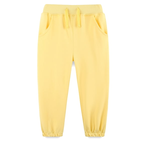 WIBACKER 2-7T Toddler Girls' Sweatpants 100% Cotton Solid Color Jogger with Pockets Elastic Waist Pants for Kids School Sports