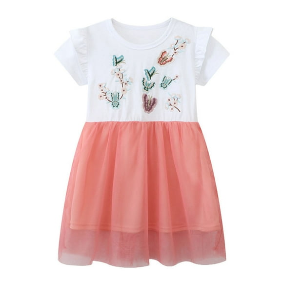 WIBACKER 2-7T Toddler Girls Tutu Dresses Cute Butterfly Casual Tulle Skirt Dress for Summer Home School Party