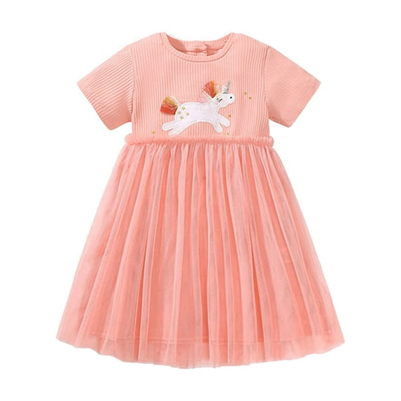 WIBACKER 2-7T Toddler Girls Tutu Dresses Cute Unicorn Casual Tulle Skirt Dress for Summer Home School Party