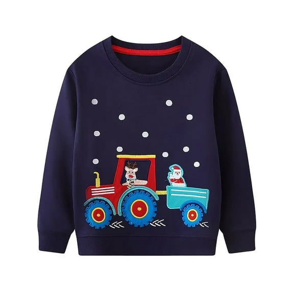 WIBACKER 2-7T Toddler Little Boy's Girl's Christmas French Terry Cotton Crewneck Long Sleeve Sweatshirt Santa Claus Tops