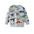 thumbnail image 1 of WIBACKER 2-7T Toddler and Little Boy's French Terry Cotton Crewneck Long Sleeve Sweatshirt - Dinosaur, 1 of 6