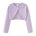 thumbnail image 1 of WIBACKER 2-8T Girl Long Sleeve Bow Bolero Cardigan Kids Front Open Knit Shrug Cropped Sweaters Tops, 1 of 11