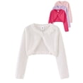 thumbnail image 1 of WIBACKER 2-8T Girl Long Sleeve Bow Bolero Cardigan Kids Front Open Knit Shrug Cropped Sweaters Tops, 1 of 7