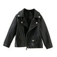 thumbnail image 1 of WIBACKER 2-8T Kid Boy Girl's Faux Leather Biker Jacket Oblique Zipper Black Leather Motorcycle Coat, 1 of 10