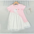 thumbnail image 1 of WIBACKER 2-8T Kid Girls Short Sleeve Dresses Summer Cartoon Swan Patchwork Lace Tulle Princess Dress, 1 of 6